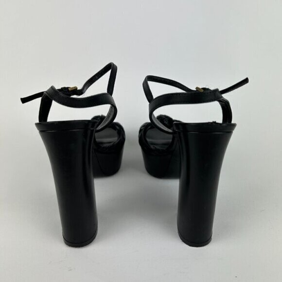 Gucci Allie Knotted Platform Sandals EU 37 US 7 Black Crawford Block High Heel - Picture 7 of 12